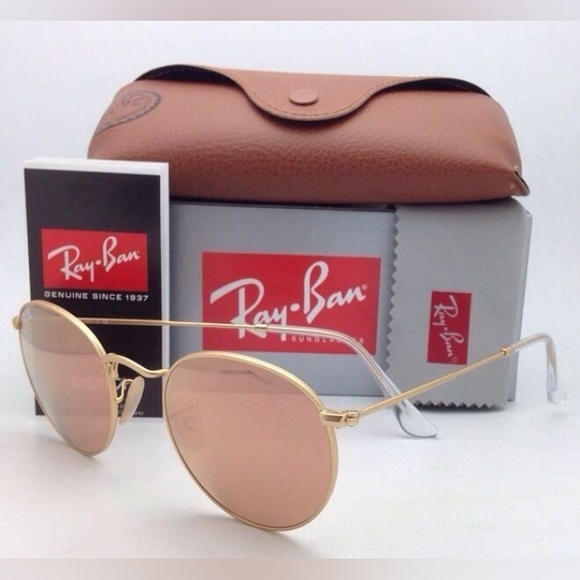 LIKE NEW RayBan Round Metal RB3447 Pink Mirror Flash Ray ban Sunglasses - Picture 8 of 16